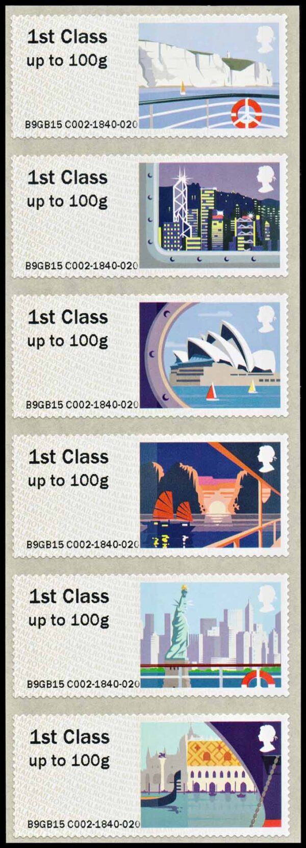 GREAT BRITAIN/STAMPS, 2015 - SEA TRAVEL - POST & GO STAMPS - YV 92/97 - 6 VALUES - SELF-ADHESIVE DISTRIBUTION