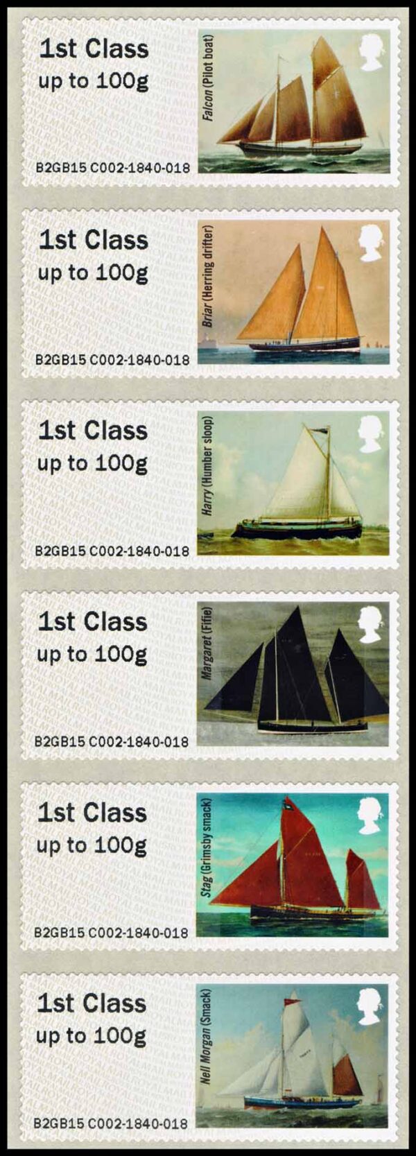 GREAT BRITAIN/STAMPS, 2015 - WORKING SAIL -  YV TD 80/5 - 6 VALUES  SELF ADHESIVE STAMPS DISTRIBUTION