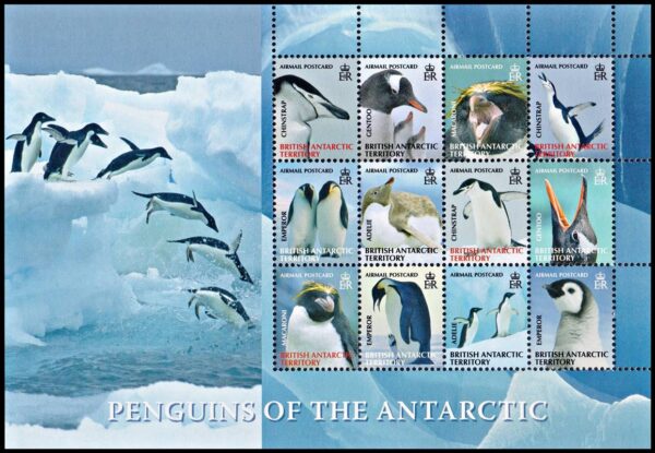 BRITISH ANTARCTIC TERRITORY  (B.A.T.) STAMPS, 2008 - PENGUINS - YV  460/71 - MINI SHEET - MNH