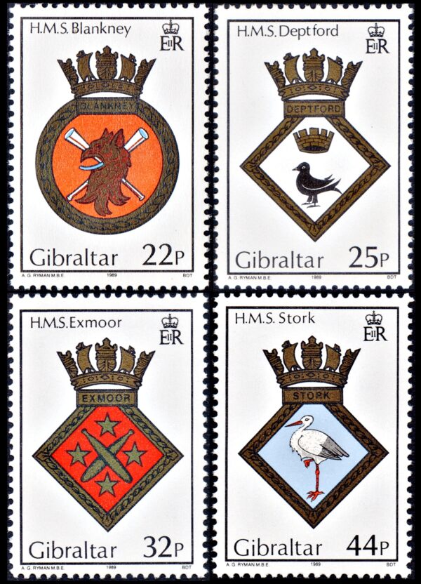 GIBRALTAR/STAMPS, 1989 – COAT OF ARMS – YV 581/84 – 4 VALUES – MNH