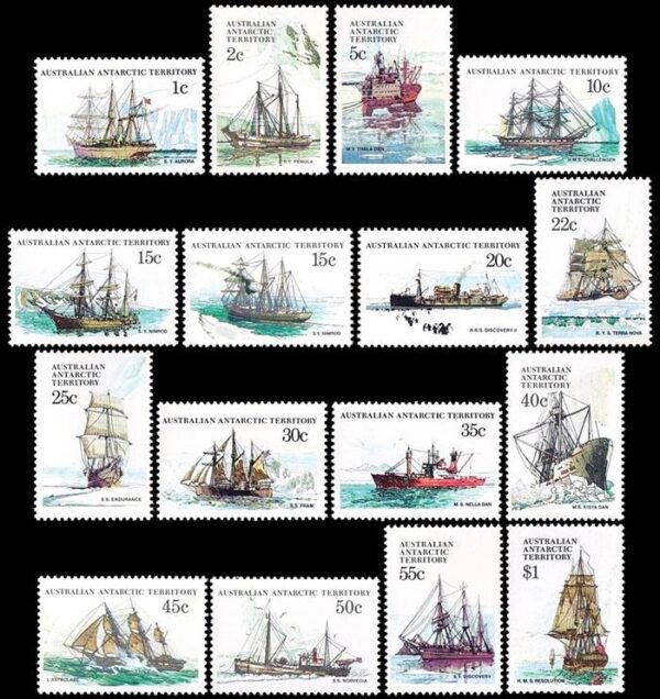 ANTARTIDA AUSTRALIANA/SELLOS, 1979/81 - SELLOS ORDINARIOS - BARCOS - YV 37/52 - 16 VALORES - NUEVO