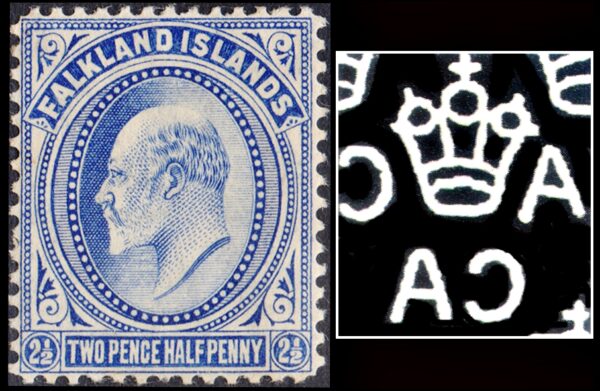 FALKLANDS//STAMPS, 1904 -1911 - CLASSIC STAMPS - EDWARD VII - WATERMARK MULTIPLE CA W4 - YV 21 - CAT STEFAN HEITZ 19 - 1 VALUE - HINGED