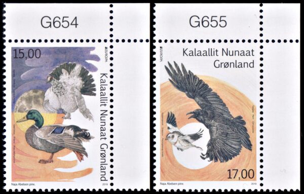 GREENLAND/STAMPS, 2019 - EUROPE THEME - BIRDS - YV 792/936 - 2 VALUES - MNH