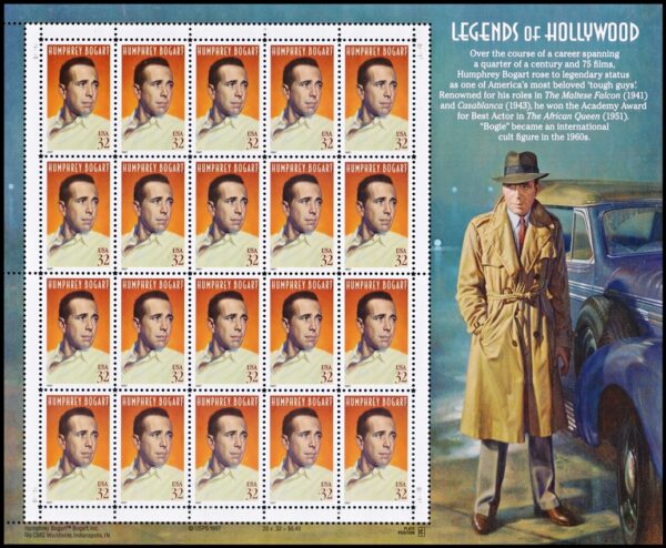 UNITED STATES/STAMPS, 1997 - HOLLYWOOD LEGENDS - HUMPHREY BOGART - CINEMA - YV 2609 - SHEET - MNH