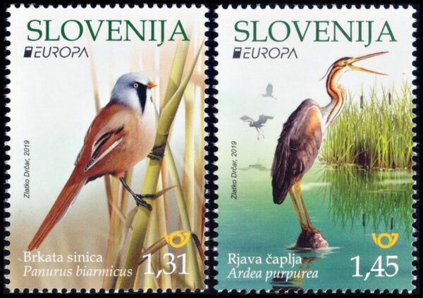 ESLOVENIA/SELLOS, 2019 - TEMA EUROPA - AVES - YV  1152/53 - 2 VALORES - NUEVO