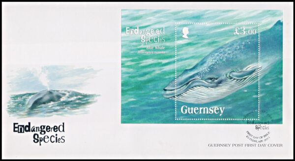 GUERNSEY/SELLOS, 2011  - FAUNA MARINA - BALLENAS YV BF 69 - BLOQUE - SOBRE PRIMER DIA EMISION