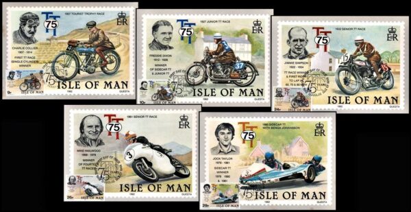 ISLA DE MAN/TARJETAS MAXIMA, 1982 - MOTOCICLETAS - CARRERAS - YV 205/09 - 6 VALORES - 6 TARJETAS SELLADAS