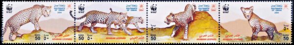 OMAN/SELLOS, 2004 – W.W.F. PROTECCION DE LA FAUNA – LEOPARDO ARABE – YV 540/43 – 4 VALORES – NUEVO