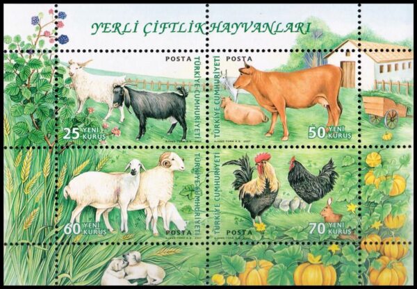 TURKEY/STAMPS, 2007 – FARM ANIMALS – YV 3292/95 – SOUVENIR SHEET - MNH