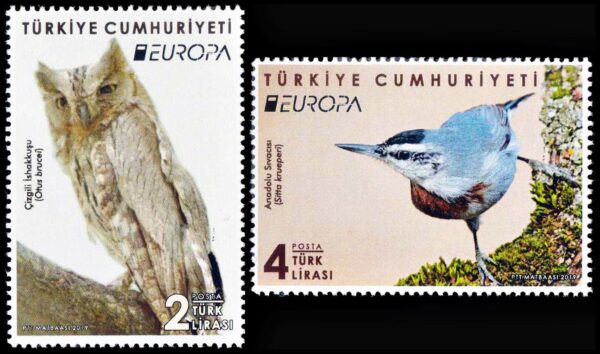 TURQUIA/SELLOS, 2019 - TEMA EUROPA - AVES - yv 3941/42 - 2 VALORES - NUEVO