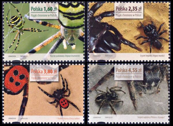 POLONIA/*SSELLOS, 2013 - INSECTOS - ARAÑAS - YV 4348/51 - 4 VALORES - NUEVO