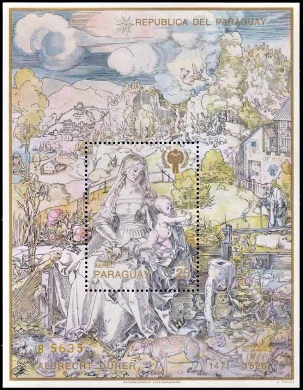 PARAGUAY/STAMPS, 1980 - PAINTINGS - ALBRECHT DURER - RELIGION - AIR MAIL - YV BF 306 - MICHEL BL 357 -  SCOTT C 477 - SOUV SHEET - MNH