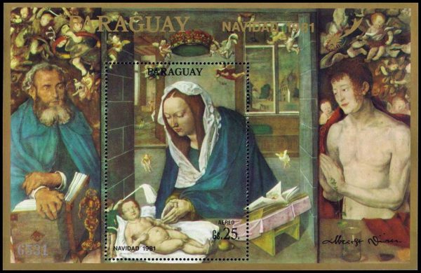 PARAGUAY/STAMPS, 1981 - PAINTINGS - ALBRECHT DURER - CHRISTMAS - AIR MAIL - YV BF 319 - MICHEL BL 370 - SOUV SHEET - - MNH