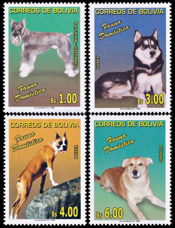 BOLIVIA/SELLOS, 2006 - FAUNA - PERROS - YV 1256/59 - 4 VALORES - NUEVO