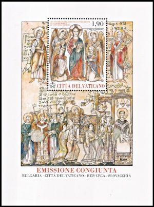 VATICANO/SELLOS, 2013 - RELIGION - 1 SANTOS CIRILO Y METODIO - YV 1632 - BLOQUE - NUEVO