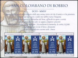 VATICANO/SELLOS, 2015 - SAN COLOMBANO DI BOBBIO - YV 1709 - HOJITA - NUEVO