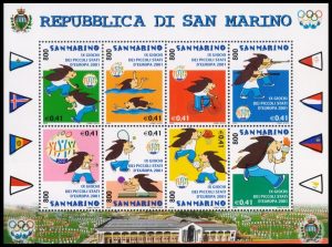 SAN MARINO/SELLOS, 2001 -DEPORTES - XI JUEGOS DE LOS PEQUEÑOS ESTADOS DE EUROPA - YV. 1749/56 - HOJITA - NUEVO
