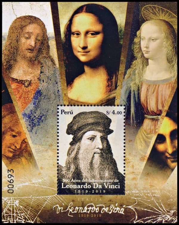 PERU/SELLOS, 2019 - PINTURAS - LEONARDO DA VINCI - YV BF 98 - BLOQUE - NUEVO