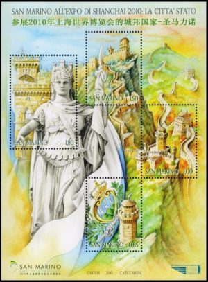 SAN MARINO/SELLOS, 2010 - MONTE TITAN - ESTATUA - YV BF 48 - BLOQUE - NUEVO