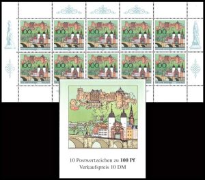 ALEMANIA/SELLOS, 1996 - VILLA DE HEIDELBERG - YV C 1700 - CARNET - NUEVO