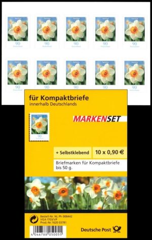 ALEMANIA/SELLOS, 2006 - SELLOS ORDINARIA - FLORES - YV C 2333-1 - CARNET AUTOADHESIVO