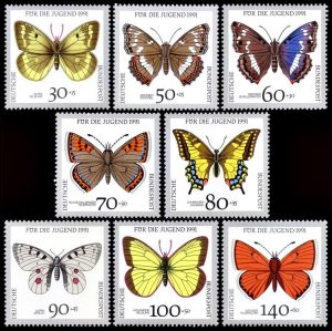 ALEMANIA/SELLOS, 1991 - MARIPOSAS - YV 1344/51 - 8 VALORES - NUEVO
