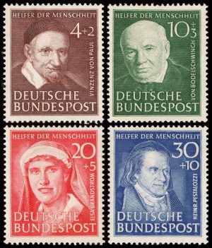ALEMANIA/SELLOS, 1951 - BENEFACTORES DE LA HUMANIDAD - PERSONALIDADES - YV 29/32 - 4 VALORES - NUEVO - BISAGRA