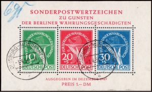 BERLIN/SELLOS, 1949 - POR LAS VICTIMAS DE LA REFORMA MONETARIA - YV BF 1 - BLOQUE - USADO