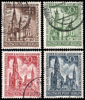BERLIN/SELLOS, 1953 - IGLESIA DEL EMPERADOR GUILLERMO - YV 92/95 - 4 VALORES - USADOS