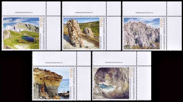 GRECIA/SELLOS, 2022 - GEO PARQUES - YV 3364/68 - 5 VALORES - NUEVO