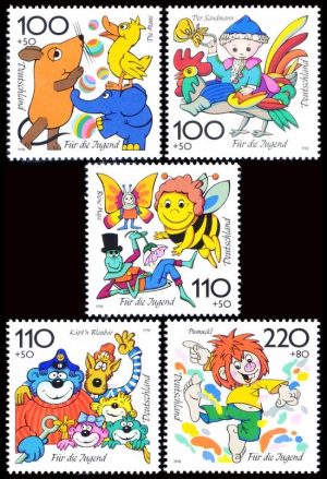 ALEMANIA/SELLOS, 1998 - DIBUJOS ANIMADOS - YV 1822/26 - 5 VALORES - NUEVO