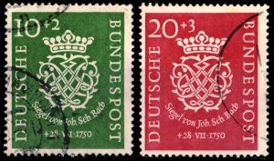 ALEMANIA/SELLOS, 1950 - MUSICA CLASICA- JOHANN SEBASTIAN BACH - YV 7/8 - 2 VALORES- USADOS