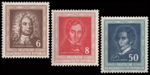 ALEMANIA ORIENTAL (DDR) 1952 - MUSICA CLASICA - COMPOSITORES MUSICALES - YV 60/62 - 3 VALORES - NUEVO - MINT