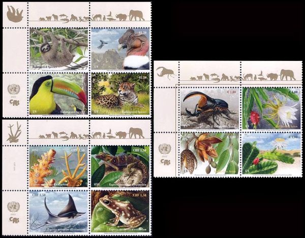 UNITED NATIONS (O.N.U.) STAMPS, 2022 - FLORA AND FAUNA -  YV 1789/92 (NY) 1139/42 (G) 1125/8 (V) - 12 VALUES - MNH