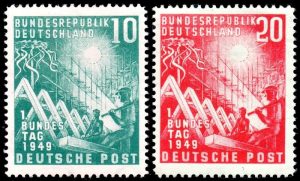 ALEMANIA/SELLOS, 1949 - PARLAMENTO DE LA REPUBLICA FEDERAL ALEMANA - YV 1/2 - 2 VALUES - NUEVO - BISAGRA