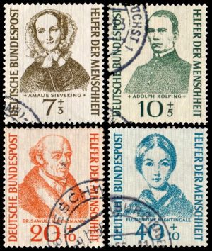 ALEMANIA/SELLOS, 1955 - BENEFACTORES DE LA HUMANIDAD - PERSONALIDADES - YV 98/101 - 4 VALORES - USADO