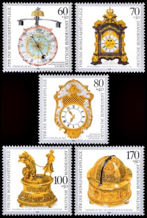 ALEMANIA/SELLOS, 1992 - RELOJES - YV 14653/67 - 5 VALORES - NUEVO