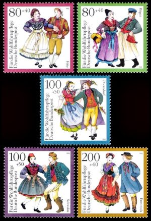 ALEMANIA/SELLOS, 1993 - TRAJES TIPICOS - YV 1528/32 - 5 VALORES - NUEVO