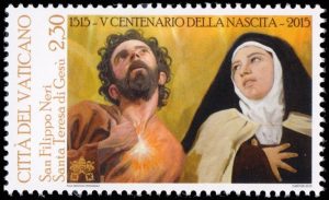 VATICANO/SELLOS, 2015 - PERSONALIDADES - SANTA TERESA DE JESUS - SAN FELIPE NERI - YV 1703 - 1 VALOR - NUEVO