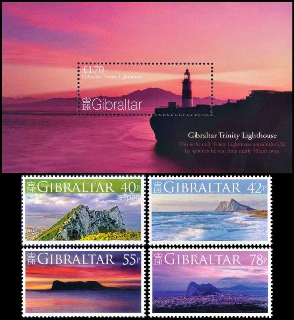 GIBRALTAR/SELLOS, 2007 - PAISAJES - FARO - YV 1226/29 + BF 82 - 4 VALORES + BLOQUE - NUEVO