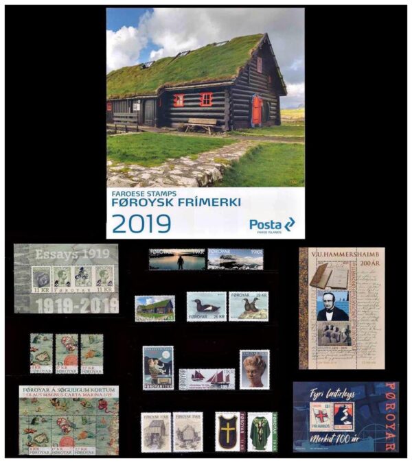 FAROE/STAMPS, 2019 – COMPLETE YEAR – 15 COMMEMORATIVE STAMPS + 4SOUVENIR SHEETS – MNH