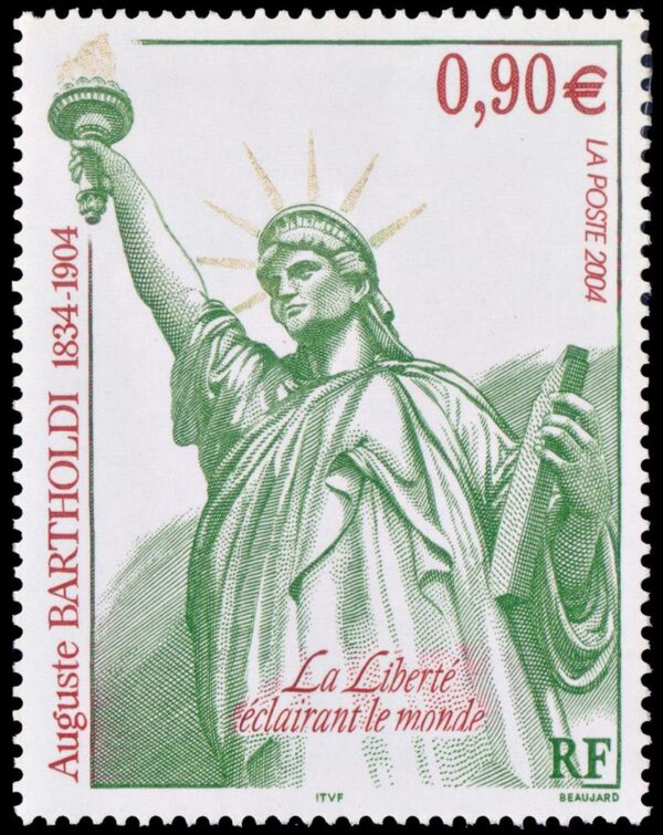 FRANCIA/SELLOS, 2004 - ESCULTURAS - ESTATUA DE LA LIBERTAD - AUGUSTO BARTHOLDI - YV 3639 - 1 VALOR - NUEVO