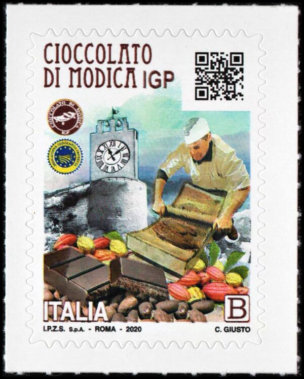 ITALIA/SELLOS, 2020 - PRODUCCION Y ECONOMIA - GASTRONOMIA - CHOCOLATE DE MODICA - YV 3997 - 1 VALOR - AUTOADHESIVO