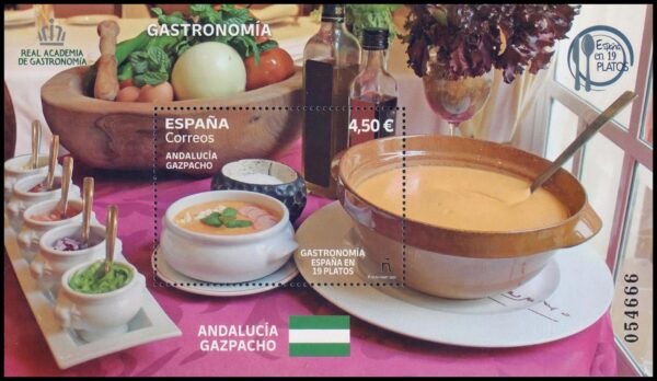 ESPAÑA/SELLOS, 2022 - GASTRONOMIA - ANDALUCIA - GASPACHO - YV F 5302 - BLOQUE - NUEVO