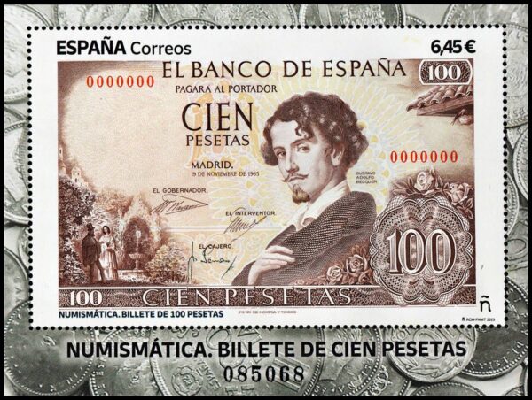 ESPAÑA/SELLOS, 2023 - NUMISMATICA - POESIA - GUSTAVO A DOLFO BECQUER - BLOQUE - NUEVO