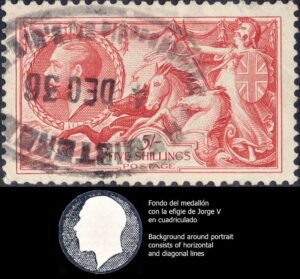 GRAN BRETAÑA/SELLOS, 1934-1936 – JORGE V – CABALLOS DE MAR – YV 199 – 1 VALOR – MATASELLADO