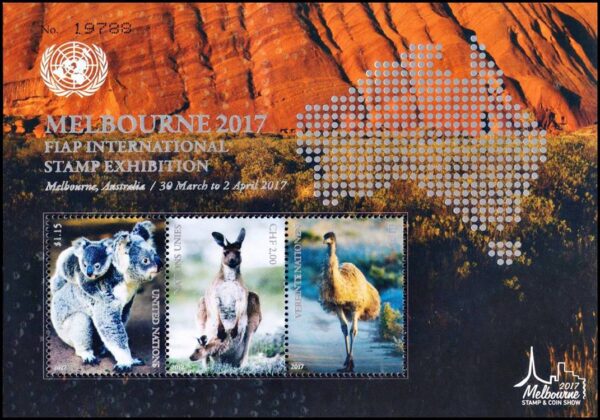 NACIONES UNIDAS (ONU) 2017 - FAUNA AUSTRALIANA - YV F 1556 - (NY, G, V ) - BLOQUE - NUEVO