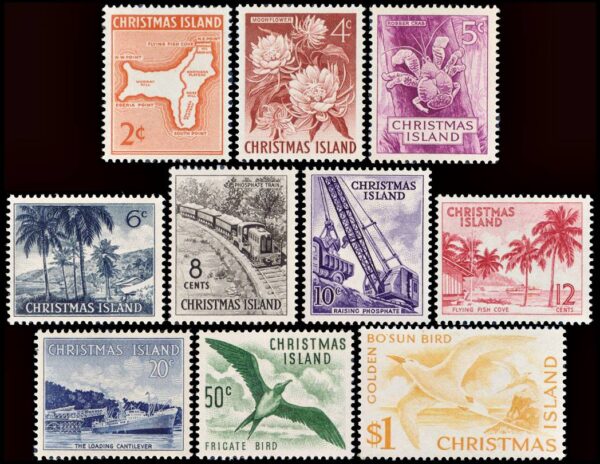 CHRISTMAS (AUSTRALIA) SELLOS, 1963 - SELLOS ORDIANRIOS - MAPA - FLORES - VISTAS - TRENES - BARCO - AVES - YV 11/20 - 10 VALORES - NUEVO - MINT