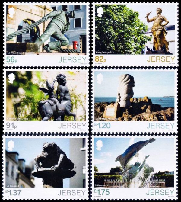 JERSEY/SELLOS, 2023 - ARTE - ESCULTURAS - ESTATUAS - YV 2677/82 - 6 VALORES - NUEVO