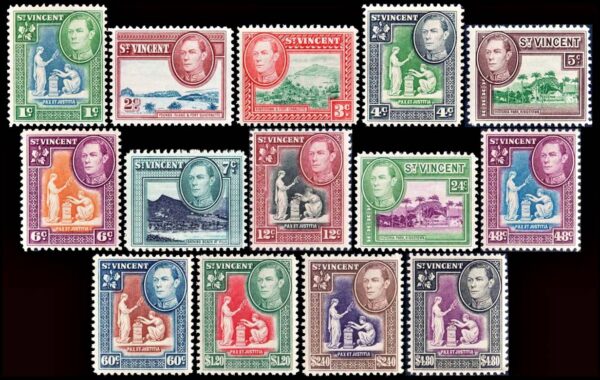 SAINT VINCENT/STAMPS 1949 - DEFINITIVES - GEORGE VI - VIEWS - YV 140/53 - 14 VALUES -MNH